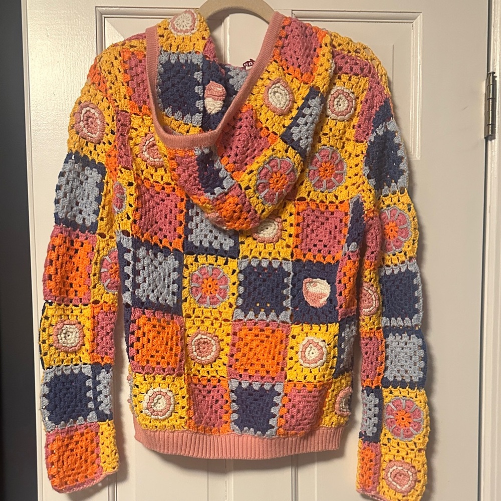 Staud Calla Multicolor Crochet Patchwork Sweater … - image 6